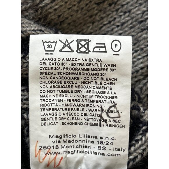 Maremma Gray And Brown Italian Merino Wool & Acrylic Knit Sweater Size S - Picture 5 of 7